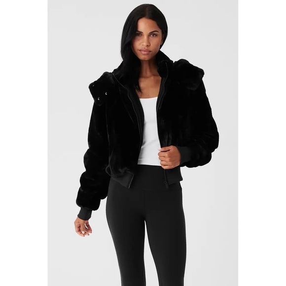 Alo Yoga Faux Fur Foxy Zip Up Jacket - Picture 1 of 12
